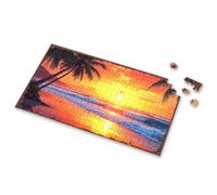 100 Piece Puzzles For Kids Sunset Serenity: Tropical Beach With Palm Trees And Rolling Waves Picture Puzzle Gifts For 5 Year Old Girls 500 Piece Puzzles(500PCS)