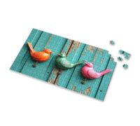 100 Piece Puzzles For Kids Three Colorful Bird Ornaments Hanging On A Wooden Wall Picture Puzzle Puzzles For Adults 750 Piece Puzzles For Adults(300PCS)