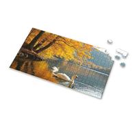100 Piece Puzzles For Kids Two Swans Glide On A Serene Autumn Lake Picture Puzzle 500 Piece Puzzles For Adults Toddler Toys(500PCS)