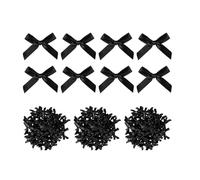 100-Piece Satin Twist Tie Bows, 4.3cm Black Premade Gift Ribbon