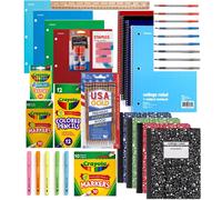 100 PIECE School Supply Kit Grades K-12 - School Essentials Includes Folders Notebooks Pencils Pens and Much More Perfect BUNDLE