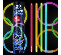 100 Piece Set of Glow Sticks - Brightly Coloured Party Sticks, For Adults and Children, Neon UV Accessories, 20.3cm / 8", Glow in the Dark Lights, Party Games (100 Pieces, 8'' Glow Sticks)