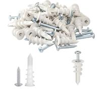 100-Piece Set, Plasterboard Fixings, Self Drilling Anchor Screws and Drywall Anchor, 50 Plasterboard Wall Plugs and 50 Plasterboard Screws, for Secure and Durable Mounting