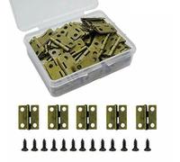 100-Piece Small Box Hinges 18x16mm Antique Brass Plated Iron Butt Hinges for Jewelry Boxes, Doll Houses, and Woodworking Projects with 400 Screws Included