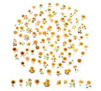 100 Piece Transparent Floral Stickers Small Sunflower Stickers Vintage Flower Stickers 50 Designs Watercolor Flower Stickers for Scrapbooking Envelope Journal Water Bottle Phone Case DIY Crafts