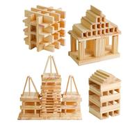 100 Piece Wooden Building Blocks - Natural Wood Building Toys, Educational Tools To Develop Creativity And Concentration | Building Toys For, Set