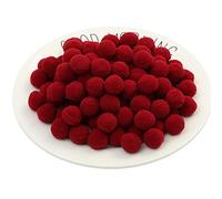 100 Pieces 20mm Craft Pom Poms Fluffy Mini Pompoms Ball Self Adhesive Pompoms Easter Festive Pom Poms Cotton Rainbow Ball Fuzzy Ball for Jewelry Making Accessories Clothing Appliques (42_ Claret)