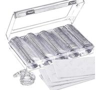 100 Pieces 30 mm Coin Capsules and 5 Sizes (17/20/ 25/27/ 30 mm) Protect Gasket Coin Holder Case with Storage Organizer Box for Coin Collection Supplies (White)