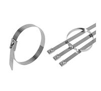 100 Pieces 304 Stainless Steel 4.6 x 250MM Locking Cable Metal Zip Ties Cable Ties for Exhaust Repair,Machinery, Exhaust Wrap, Pipes, Farms, Cables, Poultry Fence