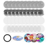 100 Pieces 37 mm 1.46" Blank Button Maker Supplies for Button Maker Machine Round Badge Pin Button Parts, Includes Metal Button Pin Back Cover, Metal Shell, Clear Film, Gasket, Blank Paper