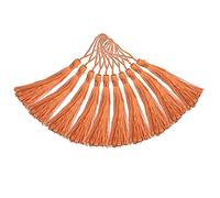 100 Pieces 5" Silky Thread Tassels with 2" Cord Bow and Small Chinese Knot for Jewelry Making, Souvenirs, Bookmarks, Craft Accessories (Dark Orange)
