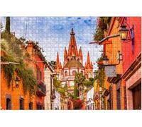100 Pieces Aldama Street Arcangel Church Mexico Large Piece Jigsaw Puzzles For Adults Educational Toy For Creative Games Entertainment Puzzles 45,5x35,5CM