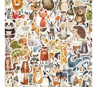 100 Pieces Animal Stickers, Children's Stickers, Animal Reward Stickers, School Class Rewards, Waterproof Stickers, for Water Bottles Laptop Skateboard Car Guitar