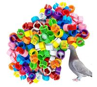 100 Pieces Bird Leg Ring 001-500 Bird Leg Band Identification Ring Bird Label Mixed Color Suitable for Parrots, Hibiscus, Peonies, Pigeons, Quail, Rutin Chicken 12 mm (0.47in) 301-400