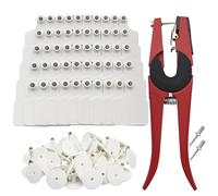 100 Pieces Blank Cattle Ear Tags with Pliers,TPU Blank Animal Identification Livestock Ear Tags for Cattle Cow Horse Pig Goat Sheep (White)