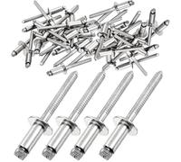 100 Pieces Blind Rivets Stainless Steel 304, 3.2mm Dome Head Open End Pop Rivets for Metal, Plastic, Wood, Furniture, Body Parts, Bumpers, Advertising Boards, Moto(3.2X15mm)