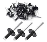 100 Pieces Blind Rivets with Large Flange 4.8X12X16mm, Black Pop Rivets