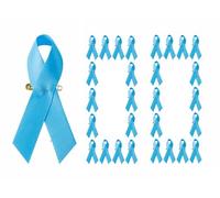 100 Pieces Blue Satin Awareness Ribbons with Safety Pins Ribbons are Suitable for Various Public Welfare Activities 1. 4 * 3.1 inch (Sky Blue)