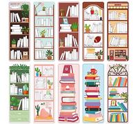 100 Pieces Book Tracker Bookmarks Bookshelf Design Double-Sided Reading Page Markers Bookmarks for Book Lovers Cute Book Marks for Reading Women Students School Supplies