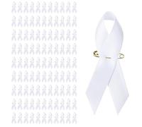 100 Pieces Breast Cancer Awareness Accessories Bulk Items Pink Satin Awareness Ribbons with Safety Pins