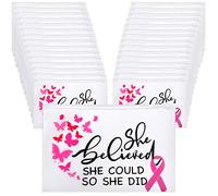 100 Pieces Breast Cancer Awareness Items Makeup Bags Bulk Pink Ribbon Zippered Cosmetic Pouch Breast Cancer Survivor Gifts for Women EVA Waterproof Toiletry Bag for Charity Recognition Public Event,