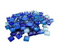 100 Pieces Bulk Mosaic Tiles Assorted Color Opaque Mosaic Glass Crafts Supplies for DIY Picture Coaster Home Mosaic Decoration(1x1cm,Blue Series)