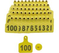 100 Pieces Cattle Ear Tags Number 001-1000 to Choose,for Dairy Cows Goat Sheep Pig Animal Identification Eartags 101-200/101-200(Yellow,401 500)