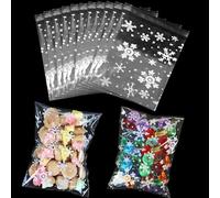 100 Pieces Cellophane Bags Clear Self-Adhesive Cookie Bags Plastic Sweet Bags for Bakery, Cookie, Candies, Biscuit, Jewelry, Soaps, Cards and Dessert (17 × 23 cm)