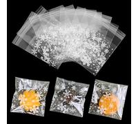 100 Pieces Cellophane Bags Clear Self-Adhesive Cookie Bags Plastic Sweet Bags for Bakery, Cookie, Candies, Biscuit, Jewelry, Soaps, Cards and Dessert (7 × 7 cm)