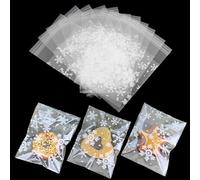 100 Pieces Cellophane Bags Clear Self-Adhesive Cookie Bags Plastic Sweet Bags for Bakery, Cookie, Candies, Biscuit, Jewelry, Soaps, Cards and Dessert (8 × 10 cm)
