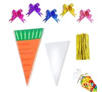 100 Pieces Clear Conical Bags, Candy Bags, Cellophane Snack Bags for Baking, Candy, Biscuit Packaging