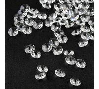 100 Pieces Clear Crystal Bead Strands 14mm Glass Octagon Beads Chandelier Lamp Bead Hanging Ornament for DIY Christmas Tree Wedding Door Curtain Jewelry Decoration