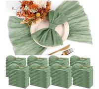 100 Pieces Cloth Napkins Sage Green Dinner Cheesecloth Napkins for Wedding,Wrinkled Cloth Napkins Bulk for Home Party Rustic Table Decoration, 17 x 17 Inch