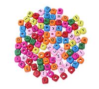 100 Pieces Colorful Mixed A-Z Alphabet Letter Cube Wood Beads Jewelry Making 10mm Durability