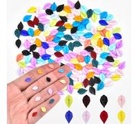 100 Pieces Colorful Tiny Leaves for Craft Dollhouse Miniatures Soft Resin Leaves for Fairy Garden Micro Landscaping Decoration