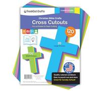100 Pieces Cross Cutouts Happy with IDEA Guide,2-Sided US Made Card Stock Punch Out Large and Small Crosses for Bible Crafts, Sunday School, Classroom Decor & Faith-Based Activities- FreshCut Crafts