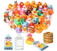100 Pieces Cruise Duck Kits Included 30 Rubber Ducks with 30 Cruising Duck Tags and 40 Bands, Assortment Rubber Ducks for Cruise Ships Hiding