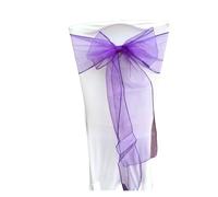 100 Pieces Dark Purple Organza Sashes Chair Cover Bow Banquet Wedding Party Decoration