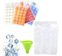 100 Pieces Disposable Ice Cube Bags with 1 Pcs Silicone Funnel, Ice Cube Bags Self Sealing for Whiskey Cocktails Drinks, Parties, Travel