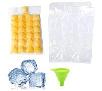 100 Pieces Disposable Ice Cube Bags with 1 Pcs Silicone Funnel, Self-Sealing Ice Cube Bags for Freezing, Food Grade PE Ice Mould for Whiskey, Juice, Drinks, Cocktail, Coffee