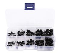 100 Pieces Doll Eye Pins, Black Plastic Handmade Craft Supplies, Various Sizes - Durable Material, Educational Toy Parts for DIY Projects and Early Learning