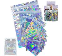 100 Pieces Empty Smell Proof Mylar Bags Holographic Flat Bag Foldable Zipper Bags for Gift Storage Jewelry Bag (S(7×10cm))