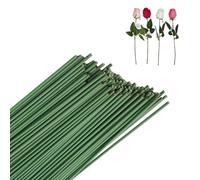 100 Pieces Florist Wire Stems, 2mm x 30cm Stems Green Floral Wire, Florists Thin Stub Wires, Flexible and Cuttable Florists Thick Stub Wires for Handmade DIY Flower Arrangements Wreath, Bouquet
