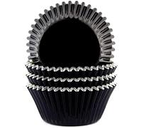 100 Pieces Foil Metallic Cupcake Paper Cupcake Cases Muffin Paper Baking Cups for Birthday Wedding Home Party No Smell, Safe Food Grade Inks, Standard Size (Black)
