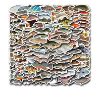 100 Pieces Funny Fish Stickers for Water Bottle|Vinyl Waterproof Sticker Laptop Skateboard Phone Car Decals for Teens Adults Party Favors Supplies Decor (Deep-Sea Fish Decals)