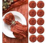100 Pieces Gauze Cheesecloth Napkins 19.7 x 19.7 Inch Dinner Cloth Napkins with Wrinkled Decorative Cloth Napkins for Home Wedding Rustic Table Decoration (Terracotta)