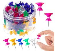 100 Pieces Giant Push Pins 1 Inch Standard Thumb Tacks Steel Point and Plastic Head Push Pins for Cork Board (Red, Yellow, Blue, Green, Clear)