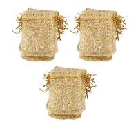 100 Pieces Gold Eyelash Organza Bags Wedding Drawstring,Eyelash