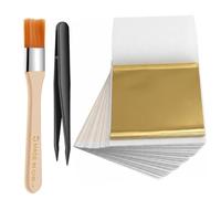 100 Pieces Gold Leaf Sheets, Gold Foil Flakes Imitation Leaf Sheets for Crafting, Art & DIY Projects, Picture Frames, Home Walls, Interior, Nails, Furniture Home Decor, 8 x 8.5 cm (Gold)
