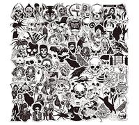 100 Pieces Gothic Stickers Black and White Decal Waterproof Vinyl Skull Sticker Horror Thriller Sticker for Laptop Water Bottle Luggage Skateboard Motorcycle Bicycle Cars Cool Graffiti Decals